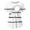 thumbnail image 4 of Gytharion Maternity Nursing Blouse for Women Round Neck Stripes Breastfeeding Tshirts Fashion Casual Short Sleeve Pregnancy Tops, 4 of 6