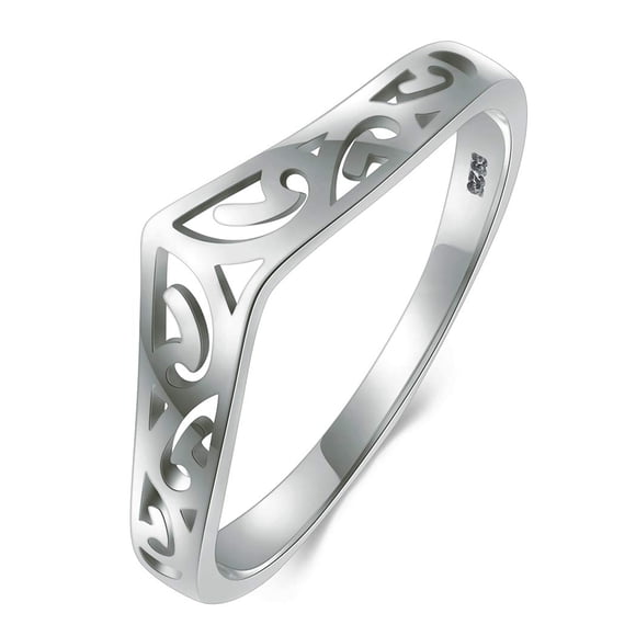 Bague en Argent Sterling 925 avec Chevron Filigrane Pouce Haute Brillance Confort Taille 8