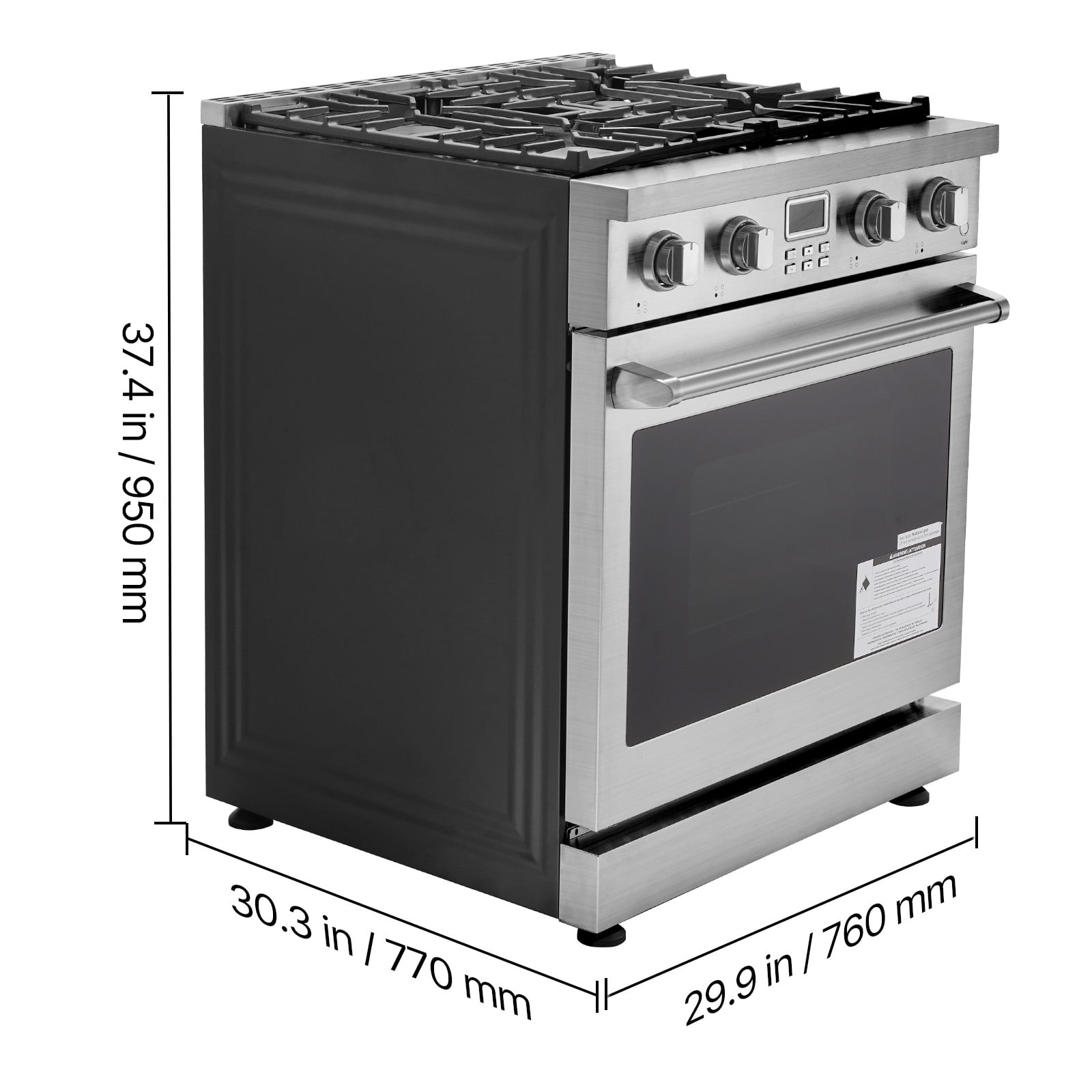 KFFKFF 30-Inch Freestanding Gas Range Oven, Stainless Steel Stove with 4 Sealed Burners, Convenient Racks, Halogen Light, 4.8 Cu. Ft. Capacity, Ideal for RVs, Apartments, and Mobile Homes