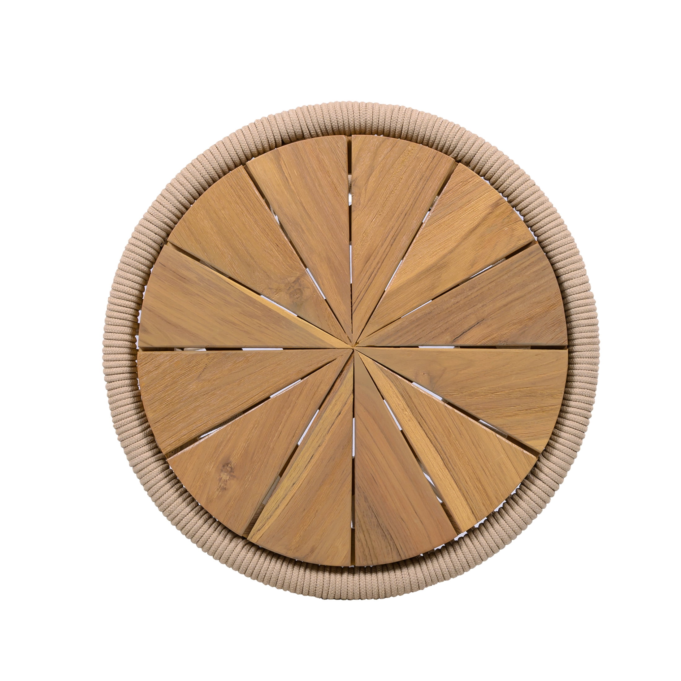 Christopher Knight Home Small Outdoor Side Table, Woven Rope Patio End Table, Beige + Light Teak