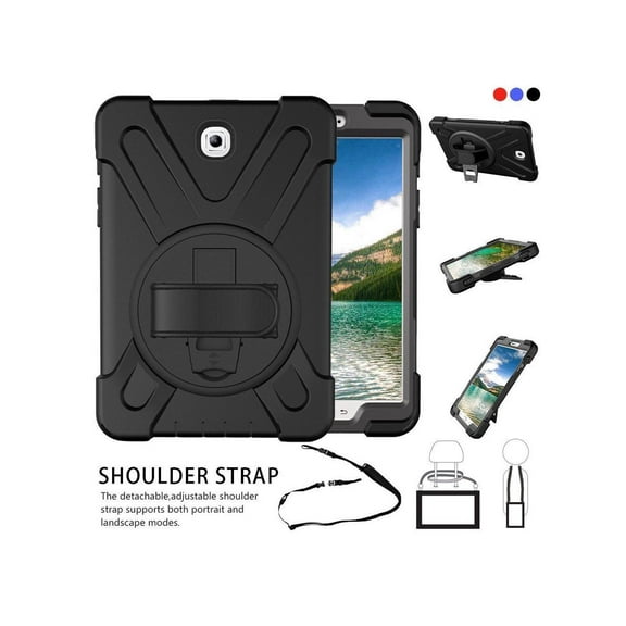 Galaxy Tab S2 9.7 inch Case Model SM-T810/T813/T815/T817/T818/T819- Shockproof Cover with Rotatable Kickstand Hand & Shoulder Strap