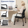 thumbnail image 5 of Gymax 2 Pcs Office Guest Chairs on Wheels w/ Metal Frame & Armrests Mesh Back Office, 5 of 8