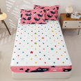 thumbnail image 4 of jejeloiu Black Cat Pink Zipper Twin Comforter Sets with Fitted Sheet and 2 Pillowcases Kids,Night Sky Pet Kitten Pattern Zipper Bedding Set For Girls,Reversible,4 Pieces, 4 of 7