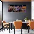 thumbnail image 3 of Canvas Painting Las Vegas Nevada Cityscape Wall Art Home Decor for Living Room Prints 3 Pieces Bellagio Casino Night View Poster Pictures Stretched Framed Ready to Hang, 12"x16"x3 Panels, 3 of 6