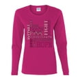 thumbnail image 2 of Wild Bobby Breast Cancer Awareness Words of Encouragement Distressed Breast Cancer Awareness Women Graphic Long Sleeve Tee, Fuschia, X-Large, 2 of 6