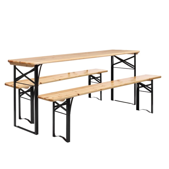 OverPatio 3 Piece Folding Wooden Picnic Table Bench Set