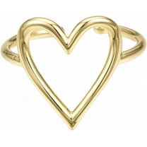 1Pcs Real 16K Gold Plated Heart Open Rings Brass Cuff Rings Adjustable Knuckle Rings for Women Dainty Trendy Jewelry US Size 8 1/4(18.3mm)