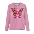 thumbnail image 3 of CLOISE Breast Cancer Blouses Women Long Sleeve Crewneck Tshirts Butterfly Ribbon Pink Breast Cancer Survivor Gifts Tee Shirts Cute Comfort Shirts Cancer Support Clothes Pink L, 3 of 4