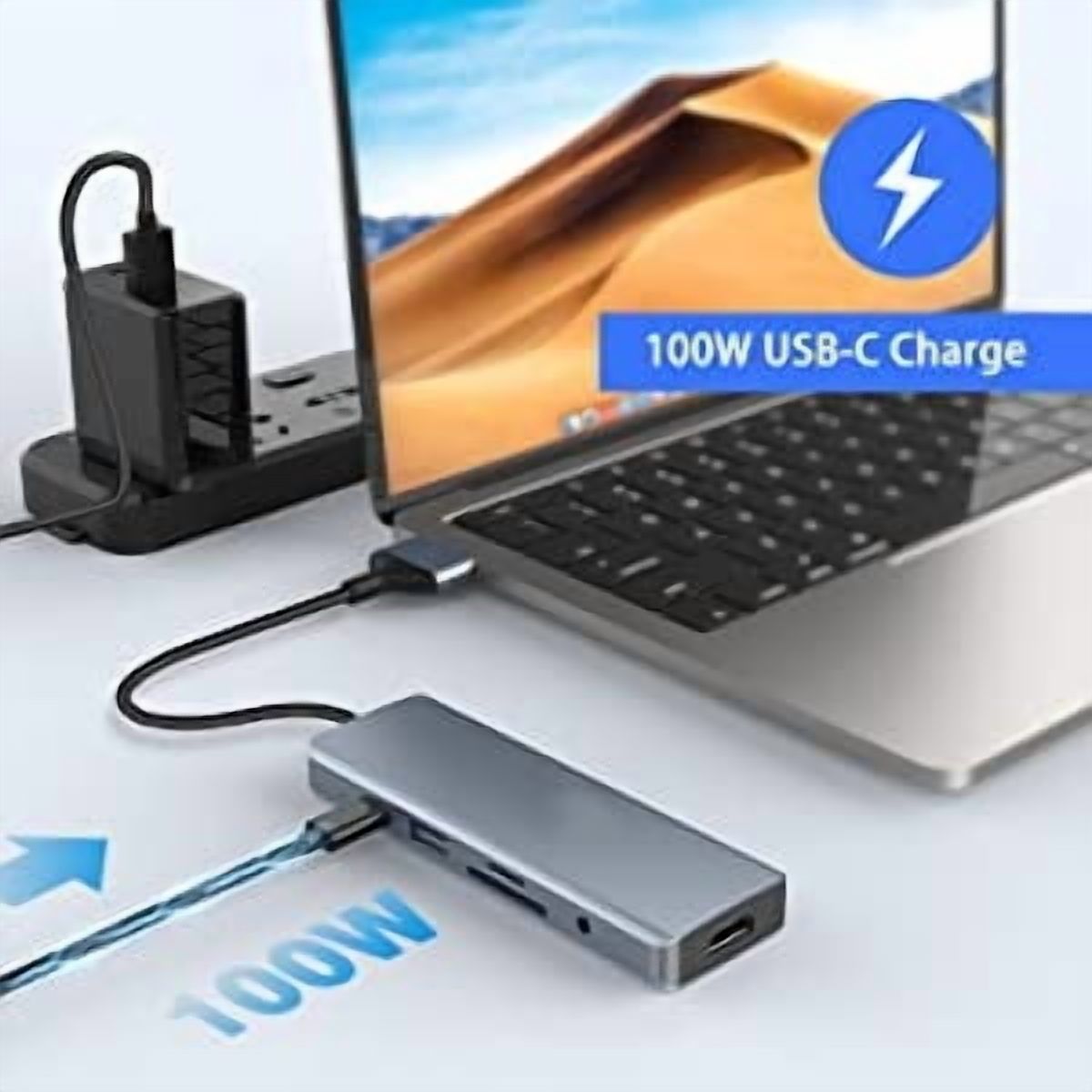 USB C Hub, 9 in 2 USB C Adapter for MacBook - 4K HDMI Triple Monitor Docking Station, USB 3.0, SD/TF Card Reader, 3.5mm Audio - Power and Versatility in One
