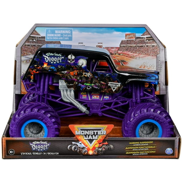 Monster Jam, Official Son-uva Digger Monster Truck, Collector Die-Cast Vehicle, 1:24 Scale, Kids Toys for Boys and Girls Ages 3 and up