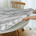 thumbnail image 4 of Black and White Marble Tablecloth with Elastic Edge, Round Table Cloth Washable Reusable Table Cover for Kitchen Dining Party Picnic, Small (Suitable for 40-44 in), 4 of 6