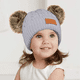 thumbnail image 4 of Gorro para niño pequeño, gorro de punto con pompón doble de invierno de color, 4 of 5
