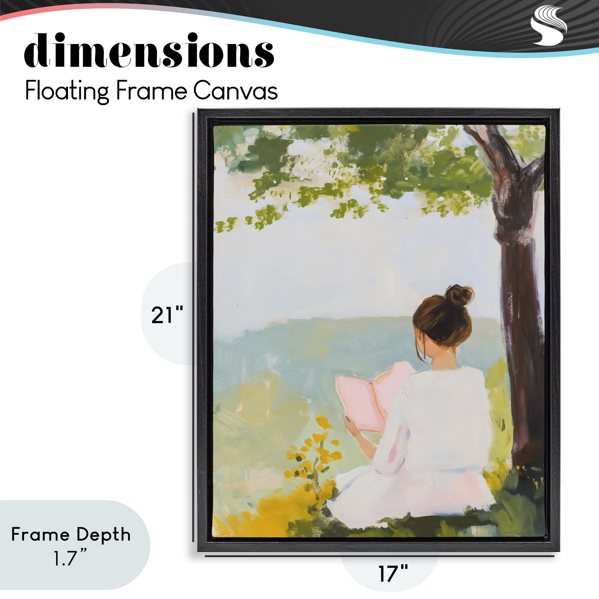 Stupell Industries Girl Reading in Nature Black Framed Floater Canvas Wall Art, design by The Prints Vibe