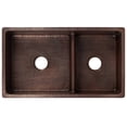 thumbnail image 4 of Premier Copper Products  33-inch Hammered Copper Kitchen 60/40 Double Basin Sink with Short 5" Divider, 4 of 5