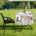 thumbnail image 7 of Coolnut Peony Floral Outdoor Indoor Round Tablecloth 60" with Umbrella Hole and Zipper Table Cloths Table Covers for Circular Table/BBQs/Picnic Tabletop Decor, 7 of 7