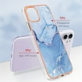 thumbnail image 3 of ELEHOLD for iPhone 11 6.1 inch Marble Case, Clear Electroplated Frame Soft TPU Anti-Scratch Wear-Resistant Wireless Charging Slim Fit Transparent Case for iPhone 11,Blue, 3 of 5