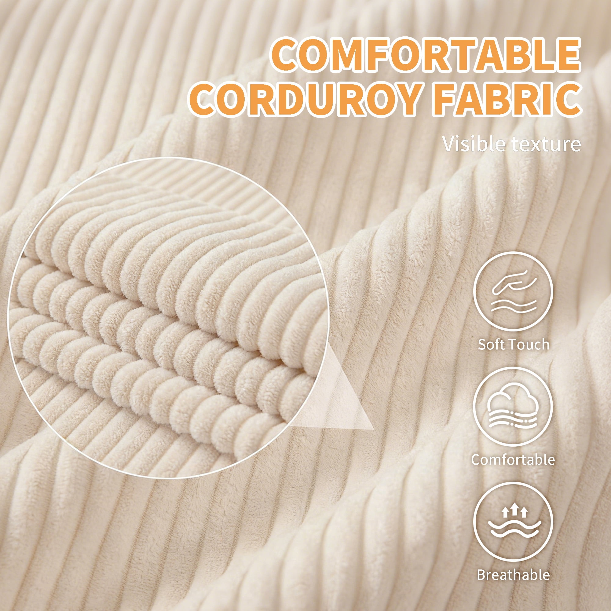 Convertible Sofa Bed, Loveseat Sleeper, 2-in-1 Sofa with Skin-Friendly Corduroy Fabric, Zero-Threshold Form Switch and Side Storage Pocket, for Small Space Living Room, Beige