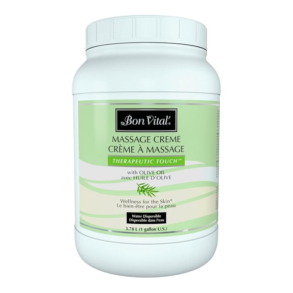 Bon Vital' Therapeutic Touch Massage Crème, Olive Oil, Soothes Sore Muscles, 1 Galllon