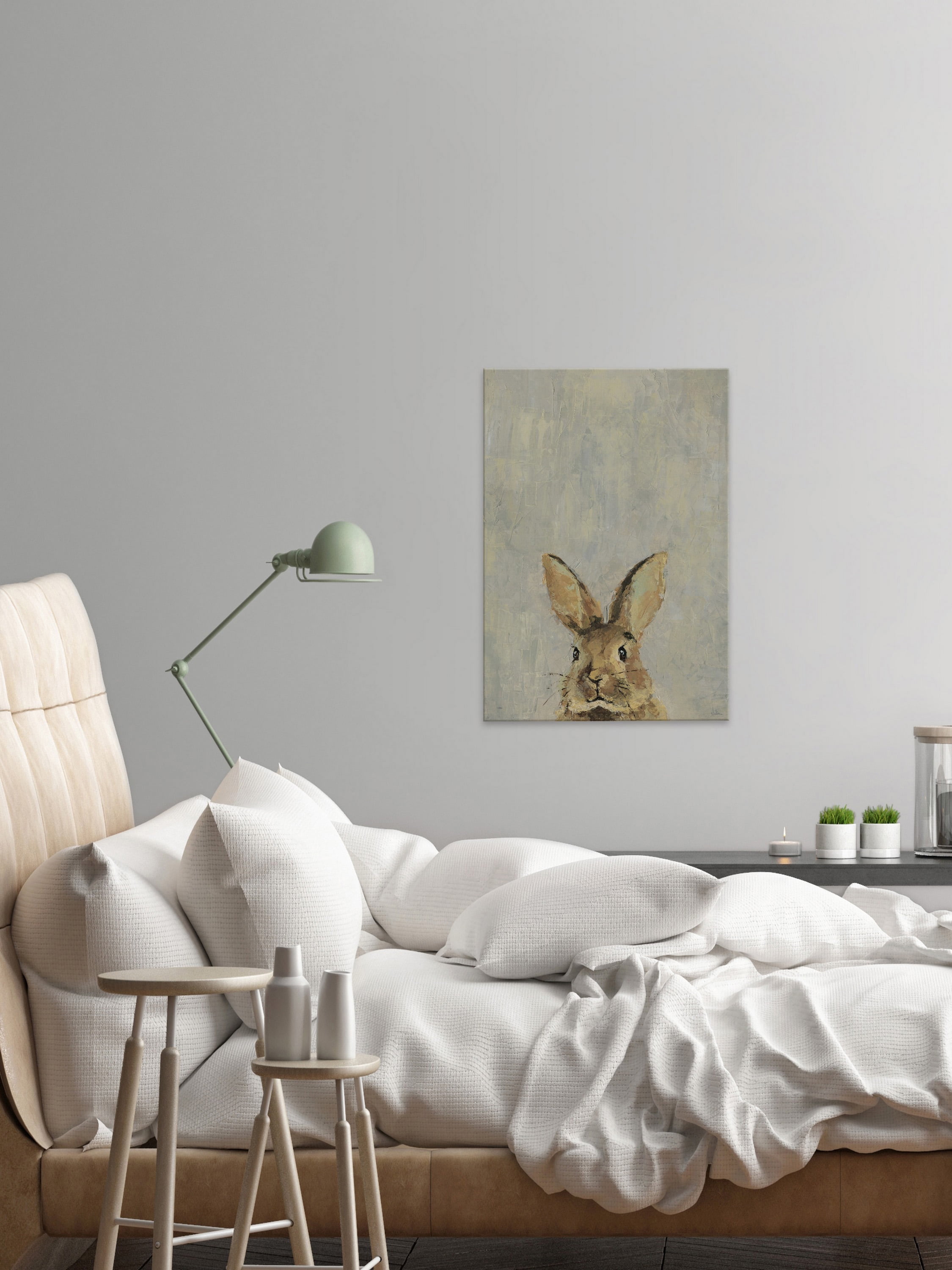 What up Rabbit Painting Print on Wrapped Canvas