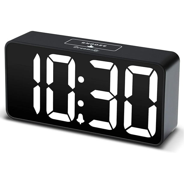 DreamSky Compact Digital Alarm Clock with USB Port Charging, Adjustable Brightness Dimmer, White Bold Digit 12/24Hr, Snooze, Adjustable Alarm Volume, Desk Bedsid - Walmart.com