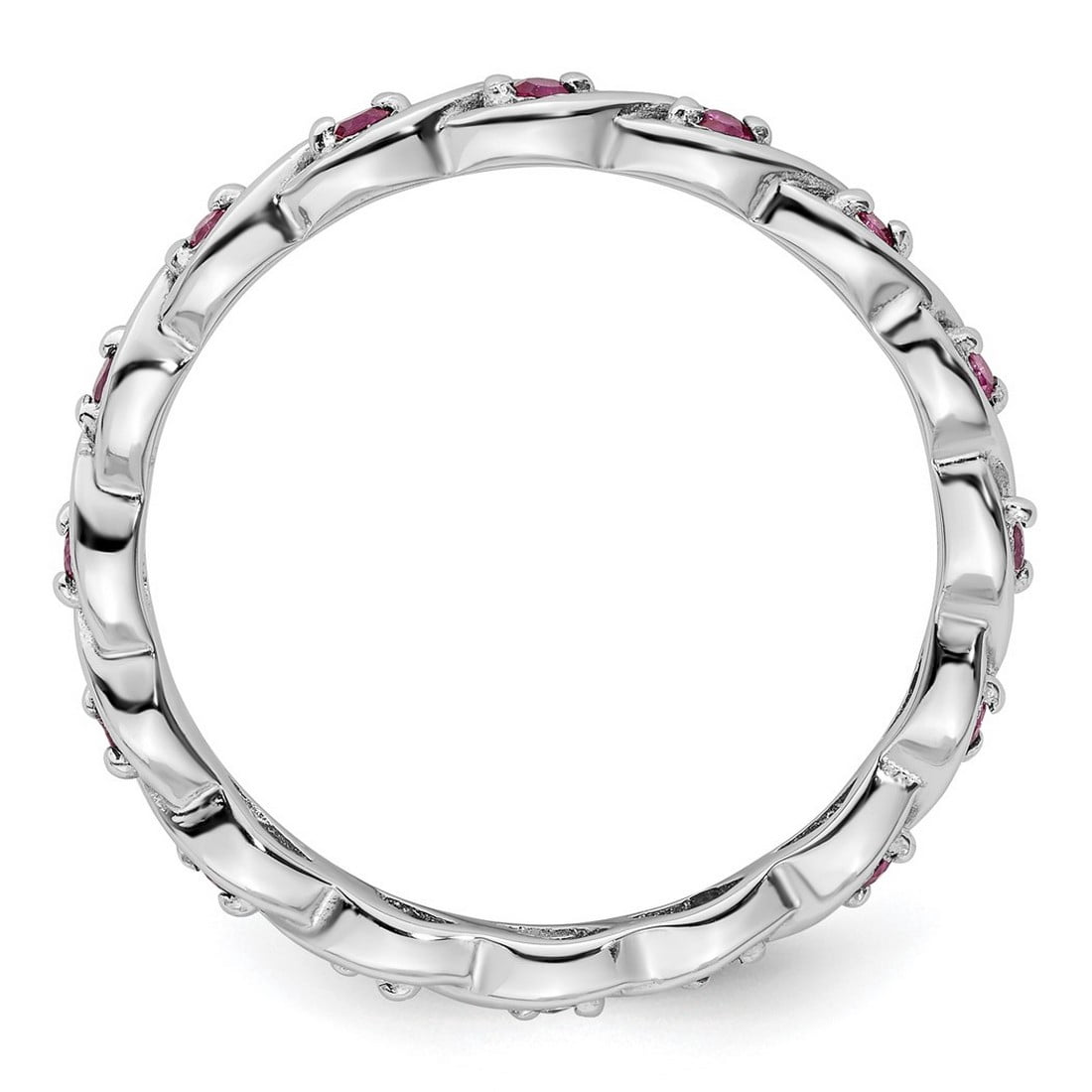 2.5mm 925 Sterling Silver Polished Prong set Stackable Created Ruby Ring Size 6 Stackable Ring for Women