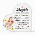 thumbnail image 2 of Daughter Acrylic Heart Sign Plaque Gift from Mom Dad,Desk Decor for Daughter,Gifts for Daughter,Never Forget That I Love You Sign Birthday Gifts for Daughter from Mom Dad, 2 of 6