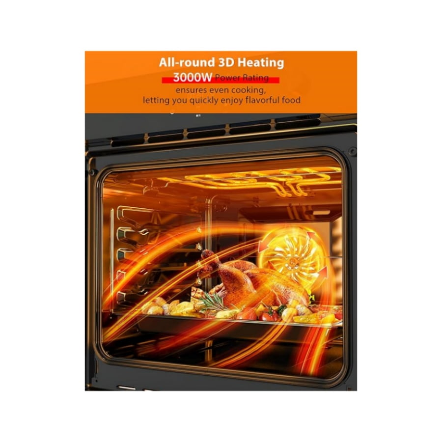24" Kitchen Cooking Electric Single Wall Oven Built- 2.5 Cu. ft Convection Oven with 8 Cooking Modes, 108 Smart Menus,Normal Touch Screenl, Timer, Safety Lock, 3000W, 240V, Stainless Steel and Finish