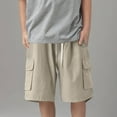 thumbnail image 4 of ZOYOEN Teen Boys Cargo Shorts- Cotton Casual Summer Relaxed Fit Kids Drawstring Shorts Khaki Size 14, 4 of 4