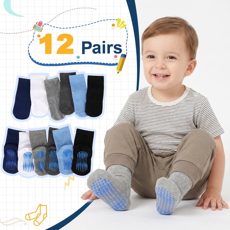 Tphon Non-Slip Crew Socks for Kids 12-Pair Pack photo 7