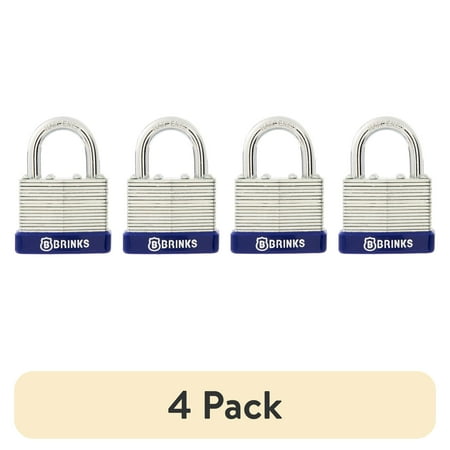 (4 pack) Brinks Laminated Steel 40mm Keyed Padlock with 7/8in Shackle 4 pack