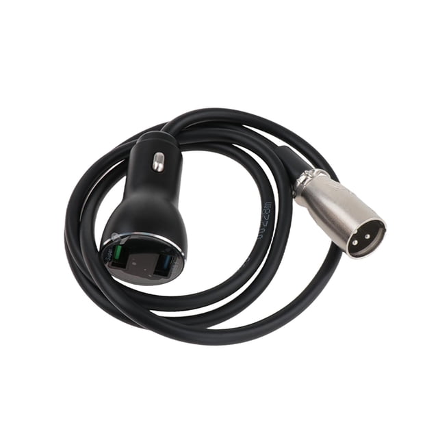 Adaptador USB de Carga Rápida con Cable XLR 3 Pines Conector Doble Aleación Metálica Plug de Conversión Eléctrica Adecuado para Scooters Automóviles Y con pantalla de voltaje