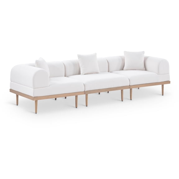 Meridian Furniture 106.5" Cream Laguna Olefin 3pc. Patio Modular Sofa