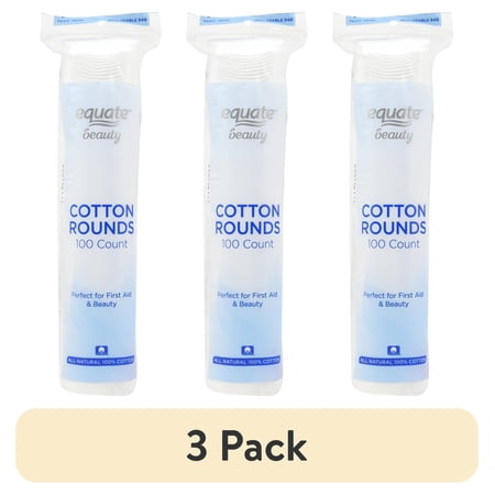 (3 pack) Equate Beauty Cotton Rounds, 100 Count