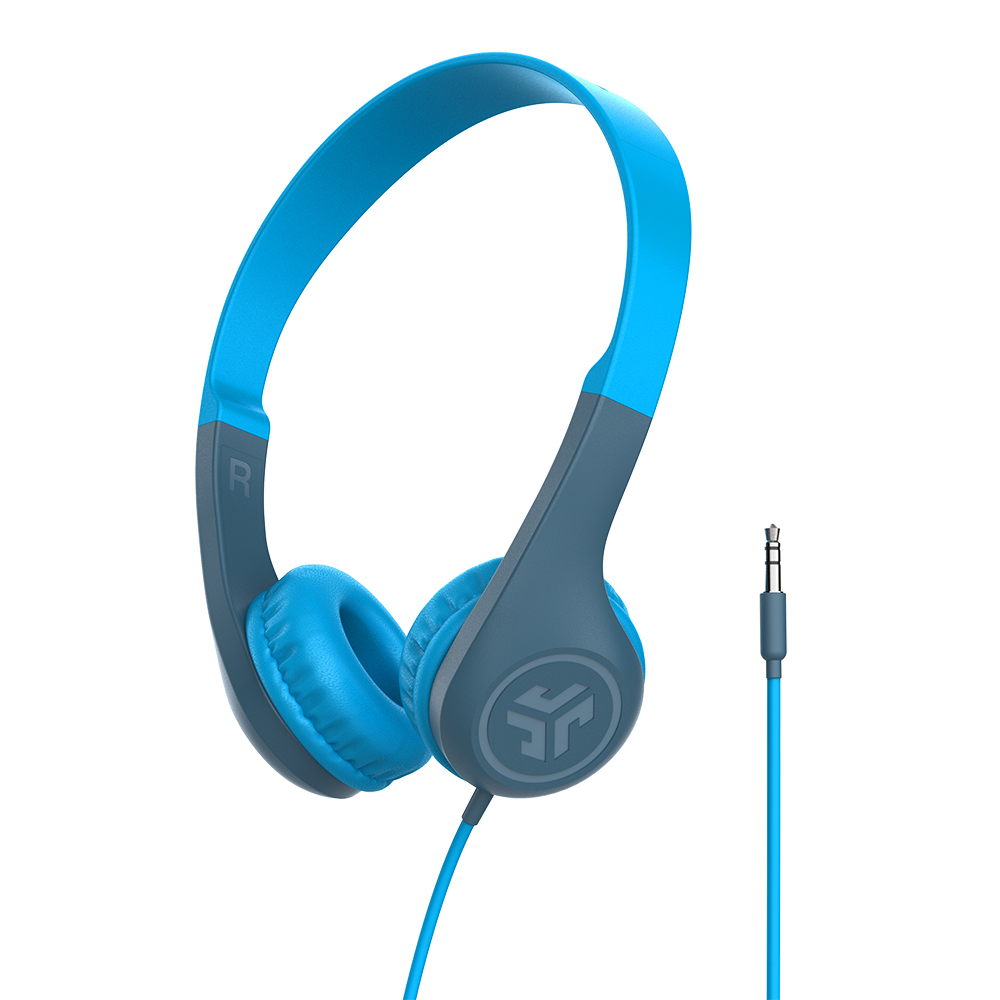 JBuddies Pop Wired Kids Headphones, Blue, Noise Isolation, Kids Safe, Volume Limiting Headphones