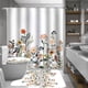 thumbnail image 2 of Cortina de ducha de poliéster con flores y plantas, acuarela, para baño, cuatro piezas, separación seca y húmeda, aislamiento, impermeable, para baño, 2 of 6