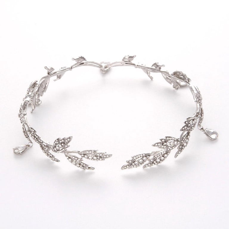 Crystal Drop Silver Leaf Headband Octavia main image 4