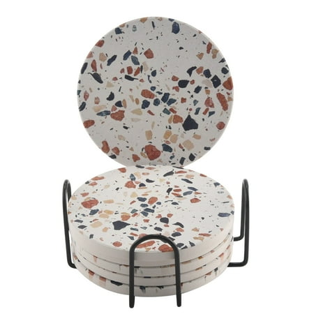 

Coasters for Drinks Absorbent Marble-Style Ceramic Coasters with Cork Base Housewarming Gift for Home and Kitchen