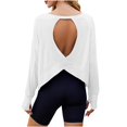 thumbnail image 2 of Penkiiy Women's Fall Trendy Backless Loose Top - Oversized Long Sleeve Thumb Hole Shirt | Casual Solid Color Pullover 2XL White, 2 of 9