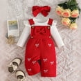 thumbnail image 6 of CAICJ98 Newborn Baby Girl Fall Winter Outfit Long Sleeve Ribbed Romper Suspender Overalls Pants Set Infant Cute Clothes (Red,18-24 Months), 6 of 6