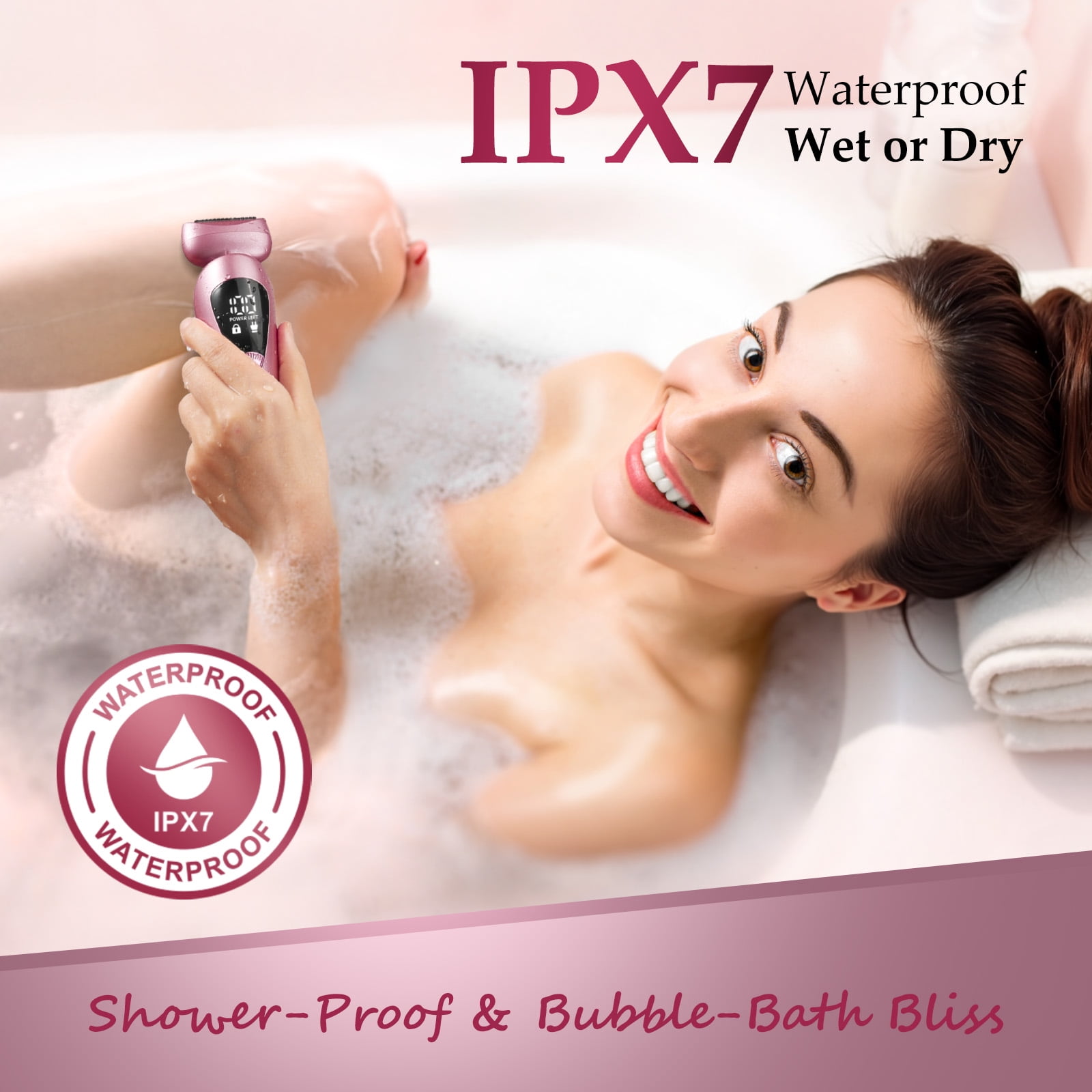 Skdwakiz Electric Razor for Women, 2-in-1 Womens Electric Razor, Rechargeable Cordless Bikini Trimmer Shaver, IPX7 Waterproof Wet Dry Body Pubic Hair Trimmer, Lady Shaver for Face, Underarm & Legs