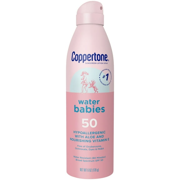 Coppertone WaterBabies Sunscreen Spray, SPF 50 Baby Sunscreen, 6 oz