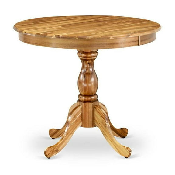 East West Furniture Antique Wood Dining Table with Pedestal Legs in Natural