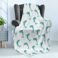 thumbnail image 4 of Sea Animals Soft Flannel Fleece Throw Blanket, Aqua Watercolor Artwork Dolphin Ocean Playful Marine Underwater Theme, Cozy Plush for Indoor and Outdoor Use, 50" x 60", Aqua White, by Ambesonne, 4 of 5