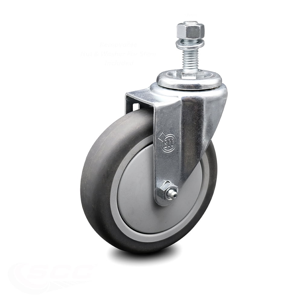 Thermoplastic Rubber Swivel Threaded Stem Caster 5" x 1.25" Black