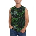 thumbnail image 2 of Lsque Lush Foliage Green Plant Print Men's Cotton Blend Sleeveless Muscle Shirts (S-3XL)- Moisture Wicking, Odor Protection, UPF 30+,Medium, 2 of 8