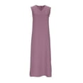 thumbnail image 6 of Breezora Women's V Neck Sleeveless Linen Maxi Dress with Back Zipper Casual Summer Long Dress for Vacation M Size Light Violet, 6 of 6