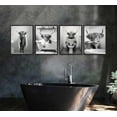 thumbnail image 4 of Aingg 4Pcs Funny Bathroom Wall Art Black and White Retro Highland Cow Poster Prints Rustic Farmhouse Humo Animal Canvas Pictures for Bathroom Restroom Wall Decor Unframed, 4 of 6