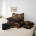 thumbnail image 5 of Patchwork Cabin Lodge Bedding Set Twin 7 Pcs,Bear Deer Hunting Bed in a Bag with Flat Fitted Sheet,Boho Exotic Comforter Set with Pillowcase and Sham,Woodland Animal Bed Sheets Set, 5 of 6