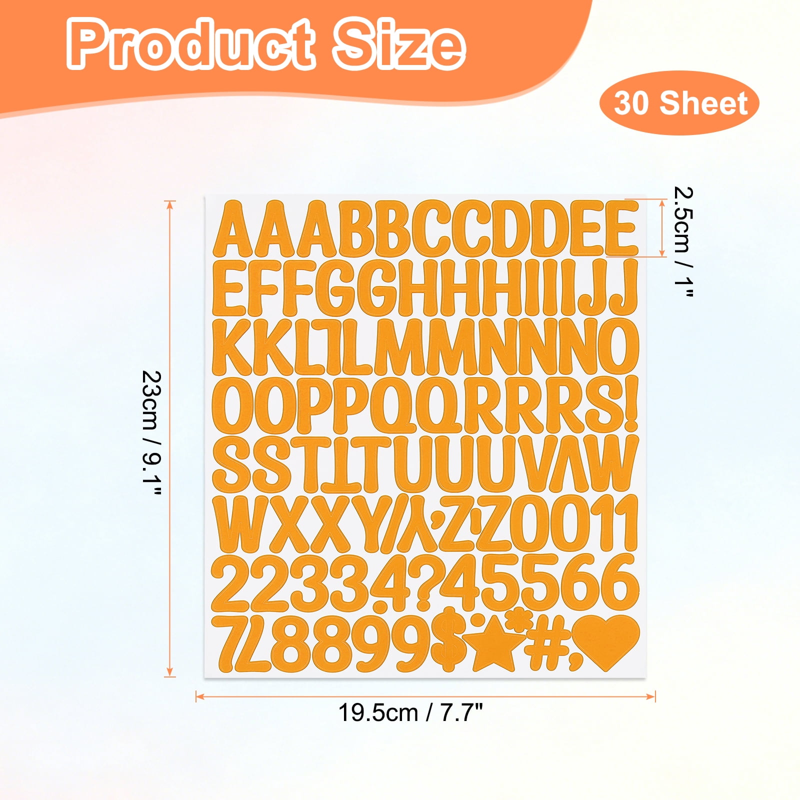 Uxcell 1 Inch Letter Stickers, 30 sheet Alphabet Number Stickers Self Adhesive Handwriting Vinyl Stick on Letters for Mailbox Number Scrapbooking Sign Bottles Craft, Orange