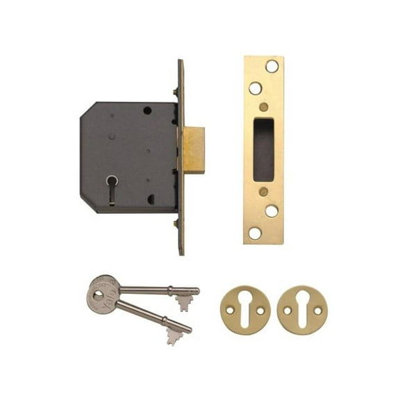 Yale Locks - PM552 5 Lever Mortice Deadlock 67mm 2.5in Polished Brass